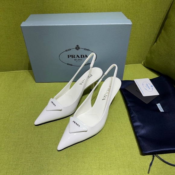 Prada Women's White Slingback Heels - Picture 4 of 7